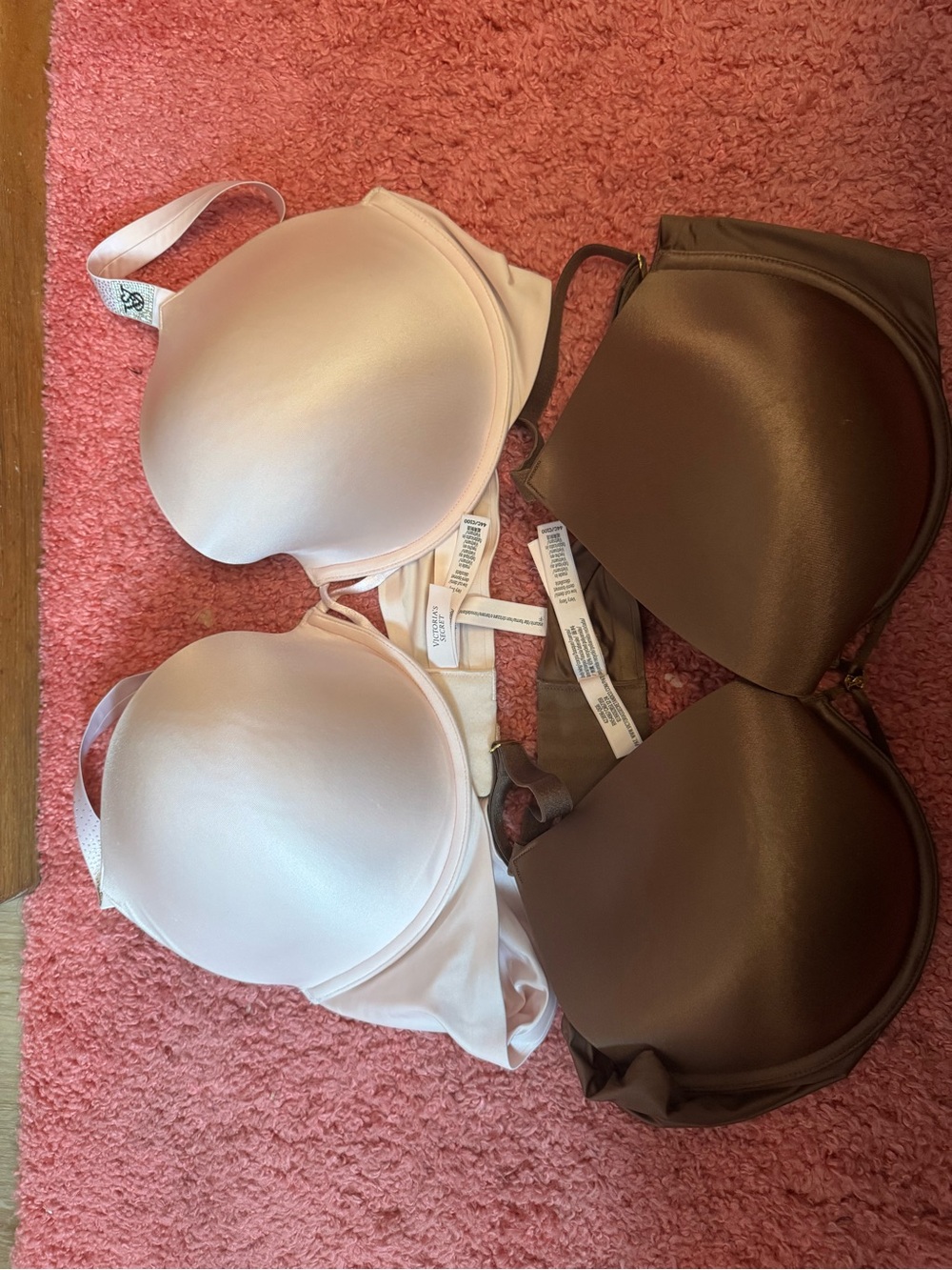 2- 44C Victorias Secret- Light Pink & Brown very sexy low cut demi bra